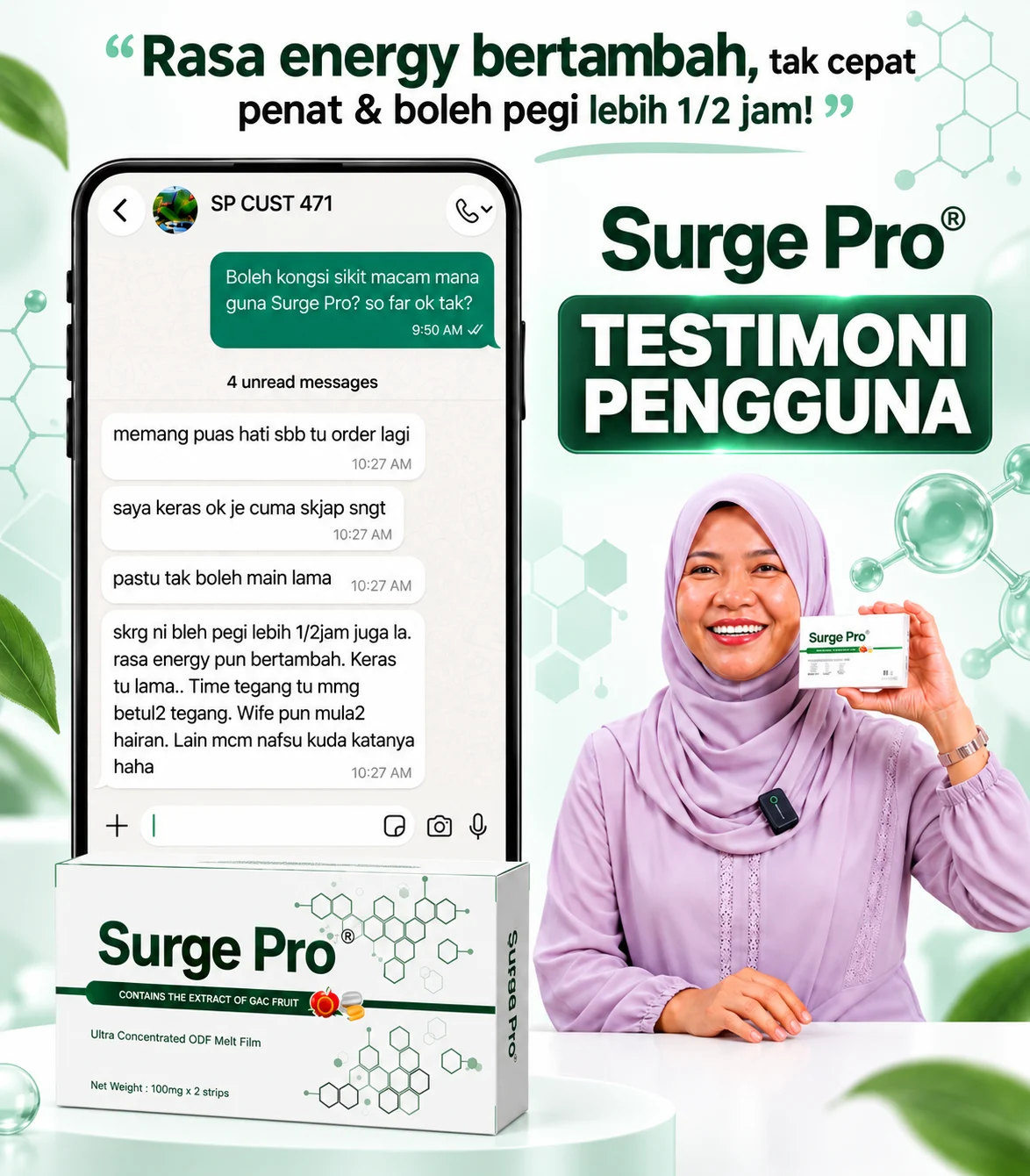 Testimoni pengguna Surge Pro